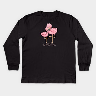 Flamingo Mom and Child Kids Long Sleeve T-Shirt